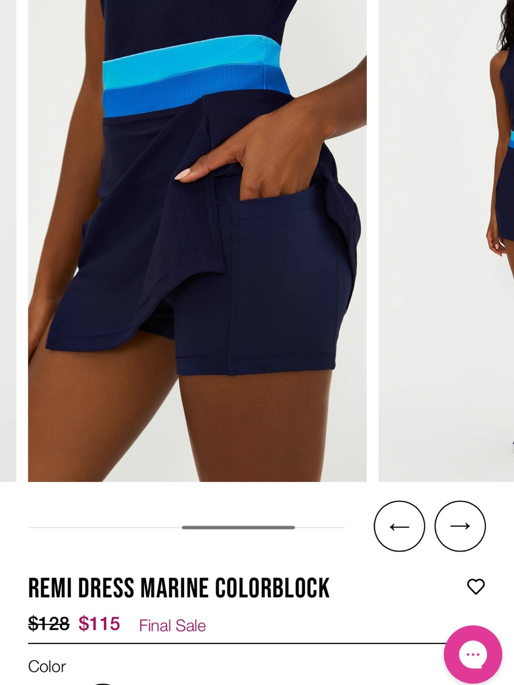 Beach Riot Navy Mini Dress with Aqua & Cyan Waistband - Picture 3 of 7